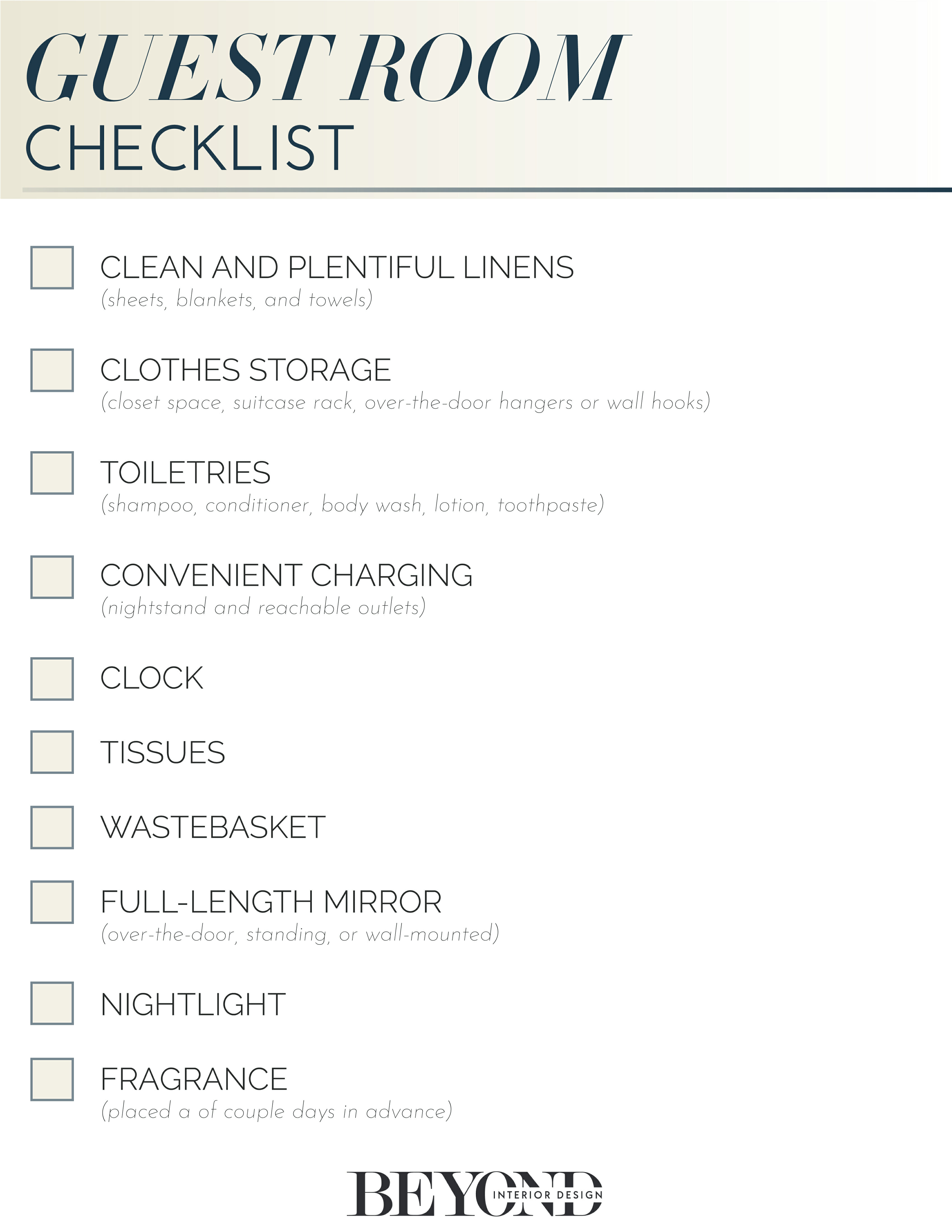 Guest Room Checklist The 10 Essentials